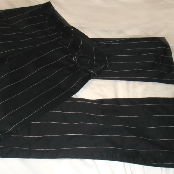 Cache Pin Stripe Low Riser Flared Leg Dressy Casual Vintage Pants Black White - Picture 9 of 12